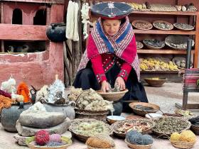 Foto Valle Sagrado - Foto de una joven durante el lavado de la lana de oveja