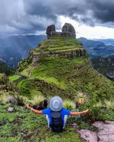 Waqrapukara Photo - Tourist Contemplating the Natural Wonder